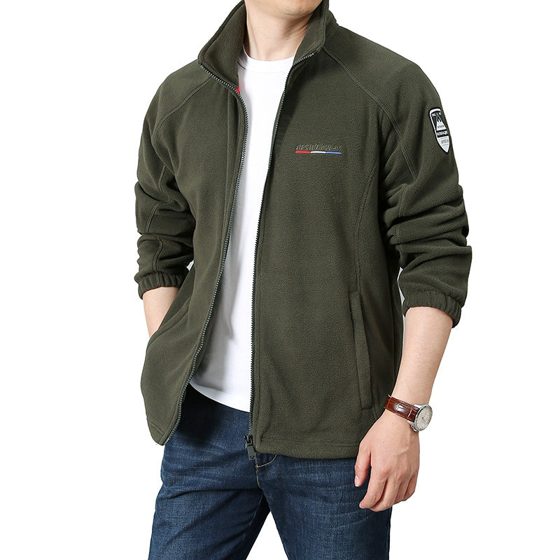 Herren Fleece-Outdoorjacke mit Stehkragen und durchgehendem Reißverschluss Shop Nory