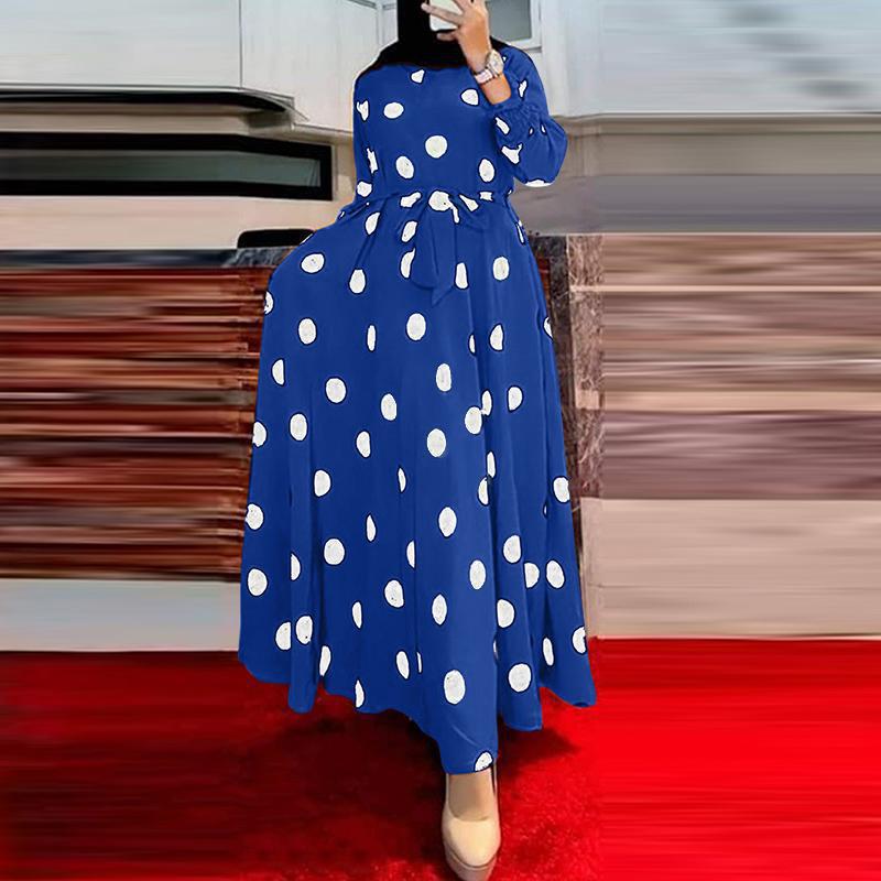 Damen Maxikleid mit auffälligem Polka-Dot-Muster