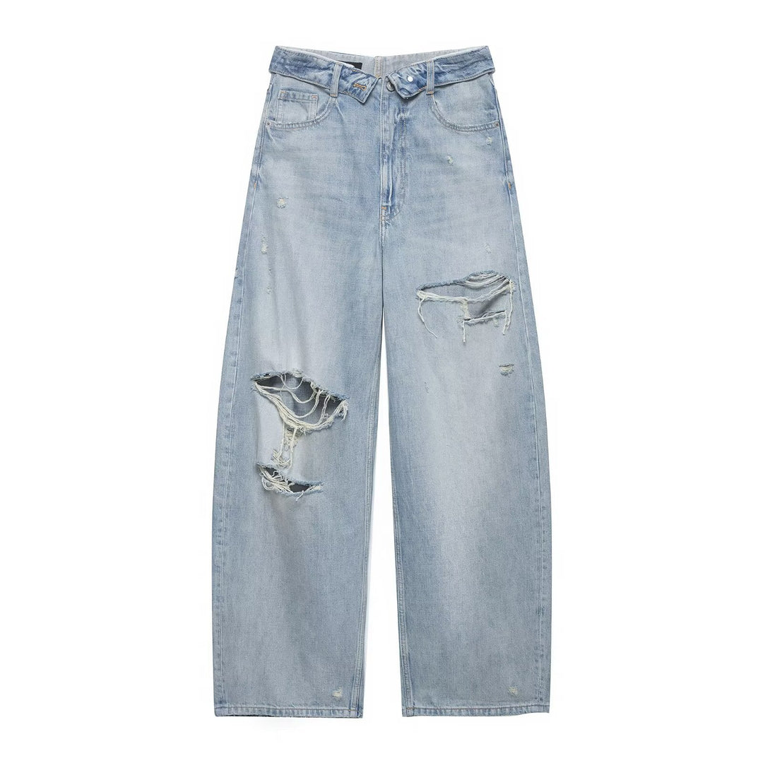 Damen Destroyed Jeans im lässigen Baggy-Stil