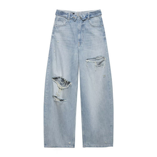 Damen Destroyed Jeans im lässigen Baggy-Stil