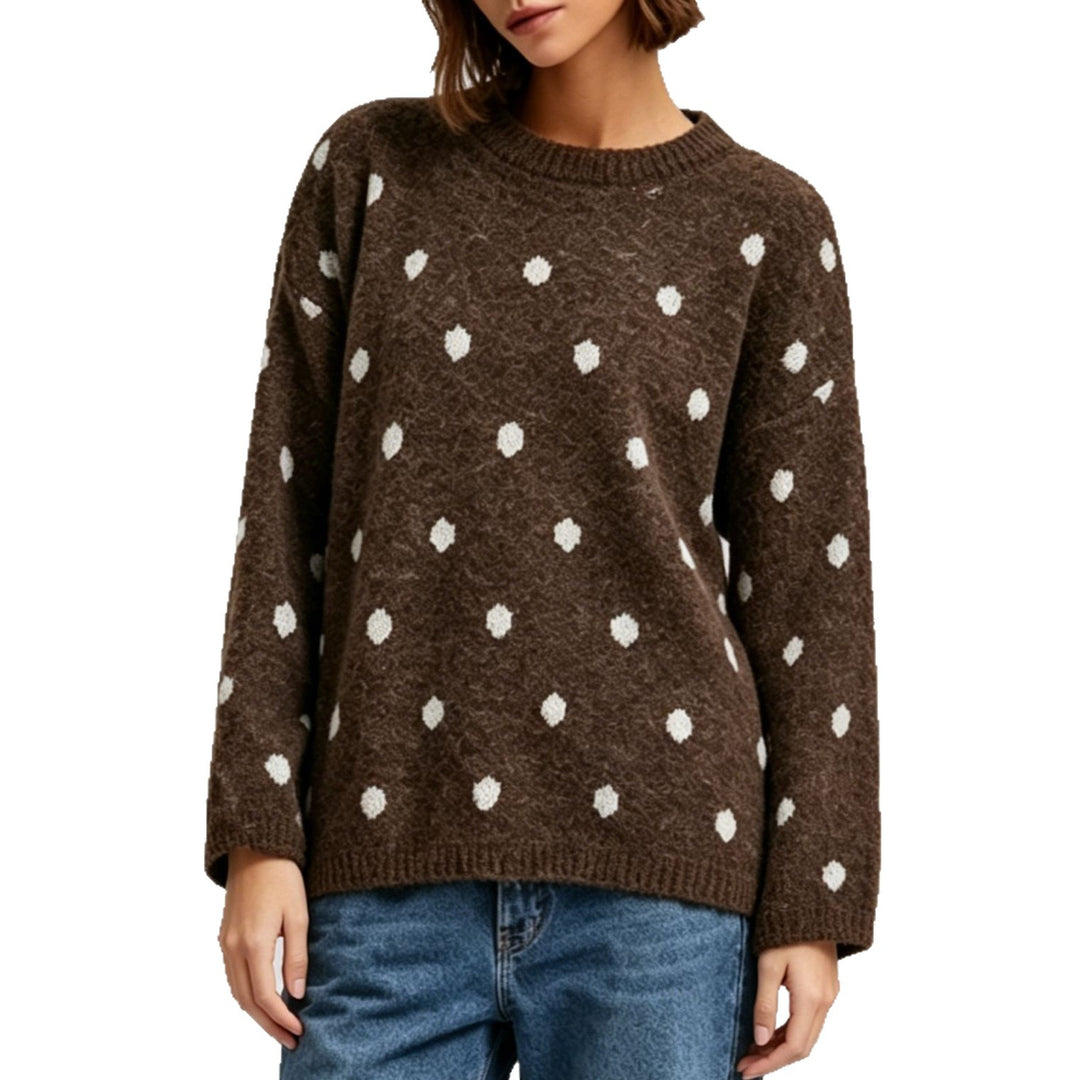 Damen Oversize Strickpullover mit dezentem Punktemuster und Rundhalsausschnitt Shop Nory