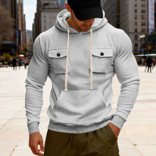 Herren Kapuzenpullover mit Brustklappentasche, Kängurutasche & Rippbündchen Shop Nory