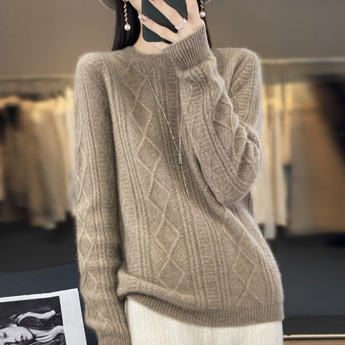 Damen Zopfmuster-Feinstrickpullover mit Ajour-Bahnen und weichem Mohair-Finish Shop Nory