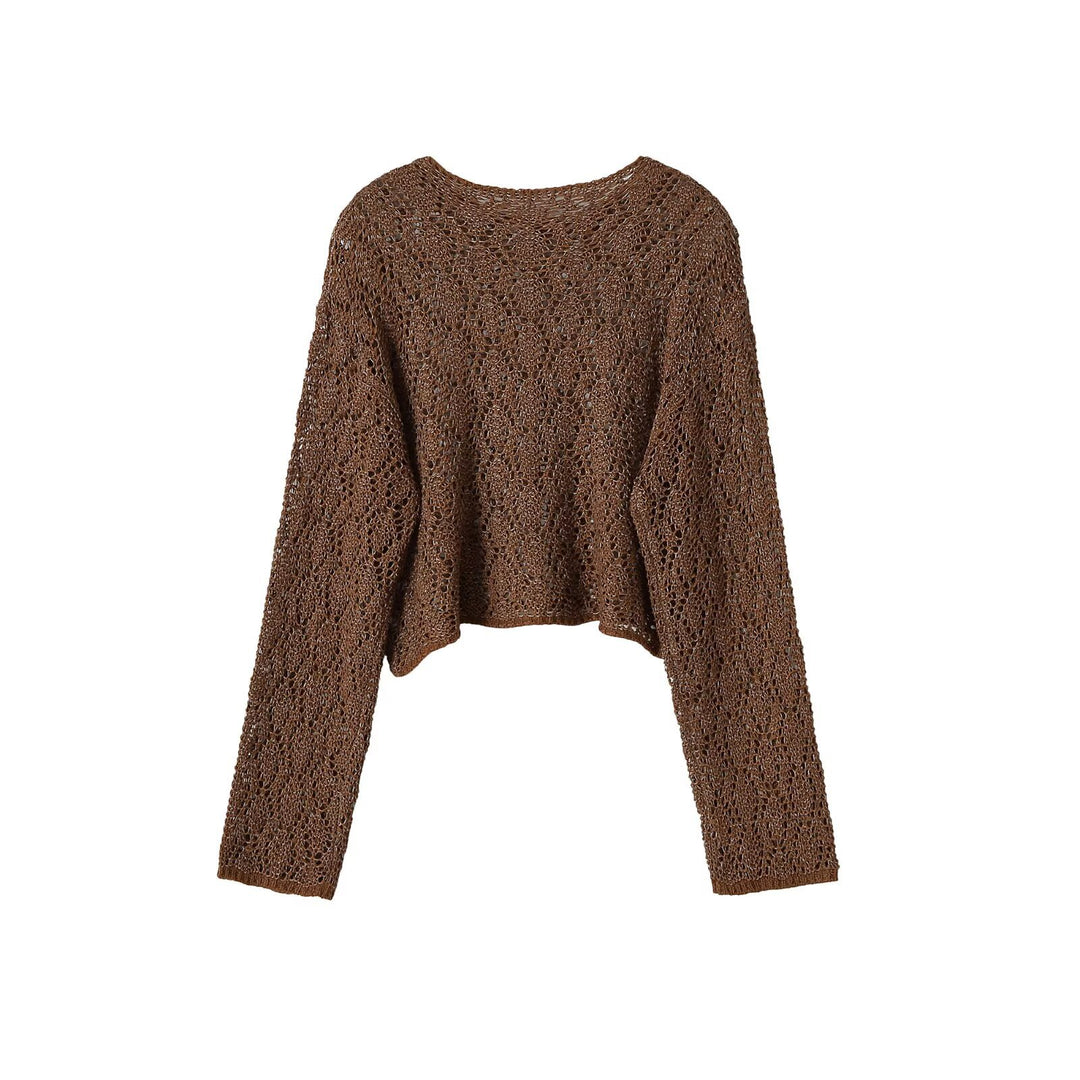 Damen Lockerer gehäkelter Cropped-Pullover mit weitem Schnitt Shop Nory