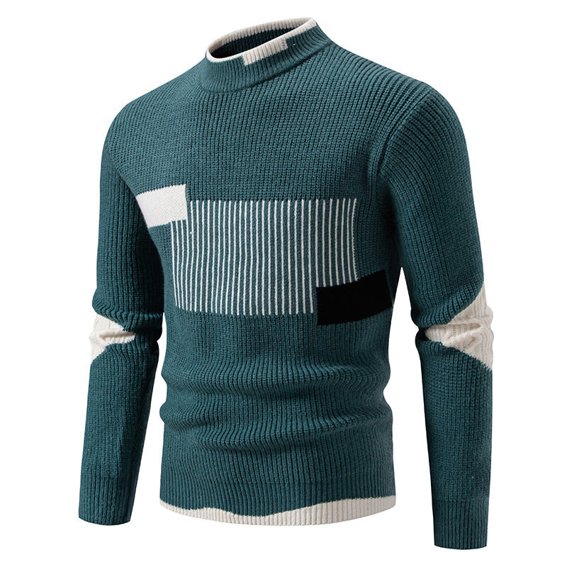 Herren gerippter Feinstrickpullover mit Stehkragen und kontrast-Blockdesign Shop Nory