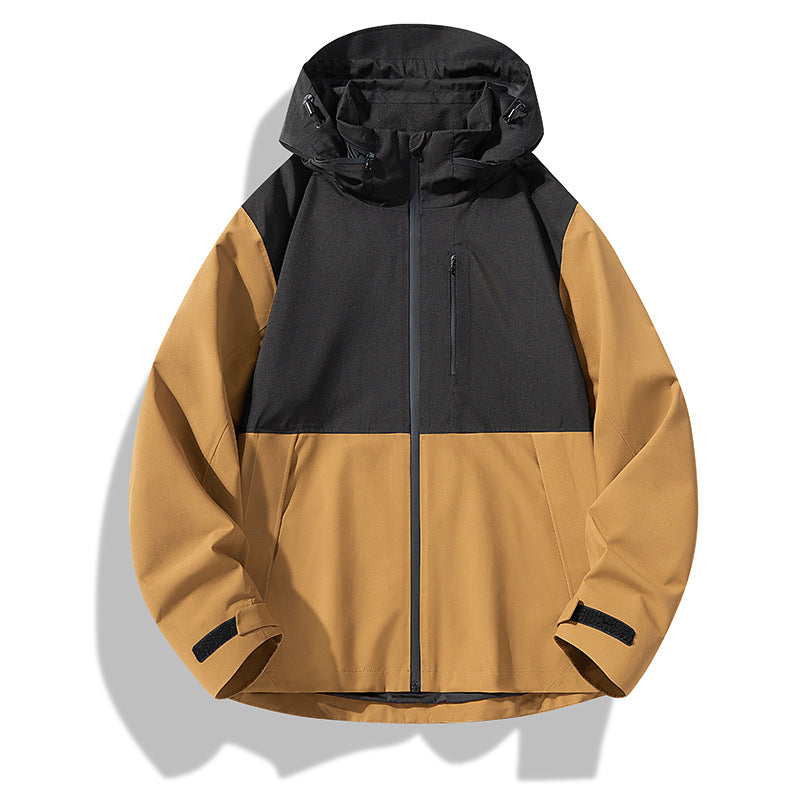 Herren Zweilagige wasserdichte Outdoorjacke mit Kapuze, Verschweißten Reißverschlüssen und Kontrastpaneelen Shop Nory
