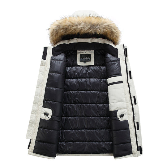 Herren Parka mit abnehmbarer Kapuze und Kunstfellbesatz, wind- und wasserdichte Thermoisolierung Shop Nory