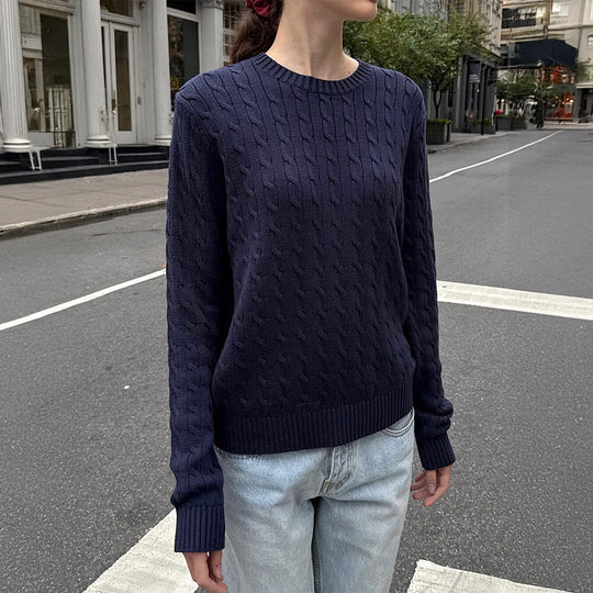 Damen nan grob gestrickter Zopfstrickpullover mit Rundhalsausschnitt, entspannter Oversize-Passform und gerippten Bündchen Shop Nory