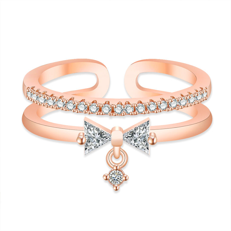 Damen Offener Ring mit funkelndem Schleifendetail und hochwertigem Zirkonia-Besatz Shop Nory