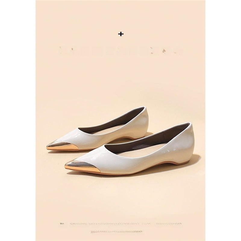 Damen spitz zulaufende flache Ballerina mit Leopardenmuster und Metallkappe Shop Nory