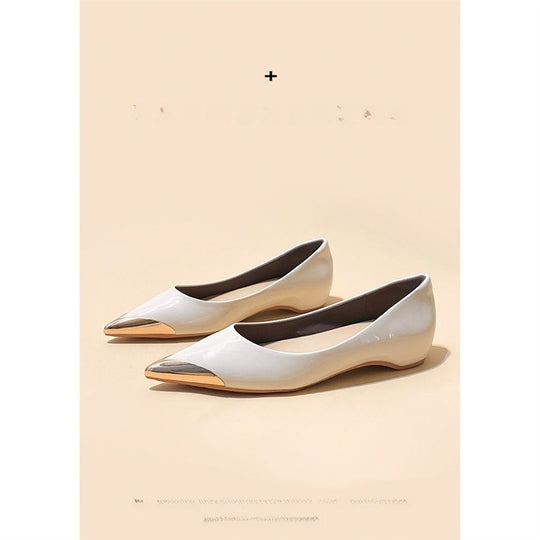 Damen spitz zulaufende flache Ballerina mit Leopardenmuster und Metallkappe Shop Nory