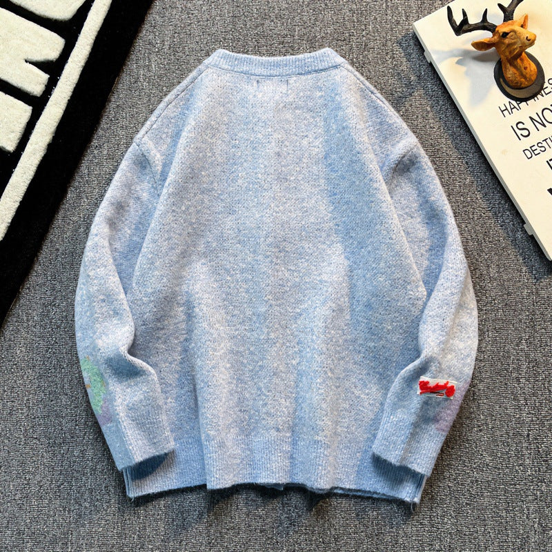 Damen Oversized Strickjacke mit abstraktem Intarsia-Muster Shop Nory
