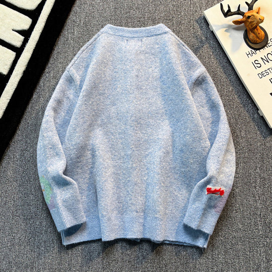 Damen Oversized Strickjacke mit abstraktem Intarsia-Muster Shop Nory