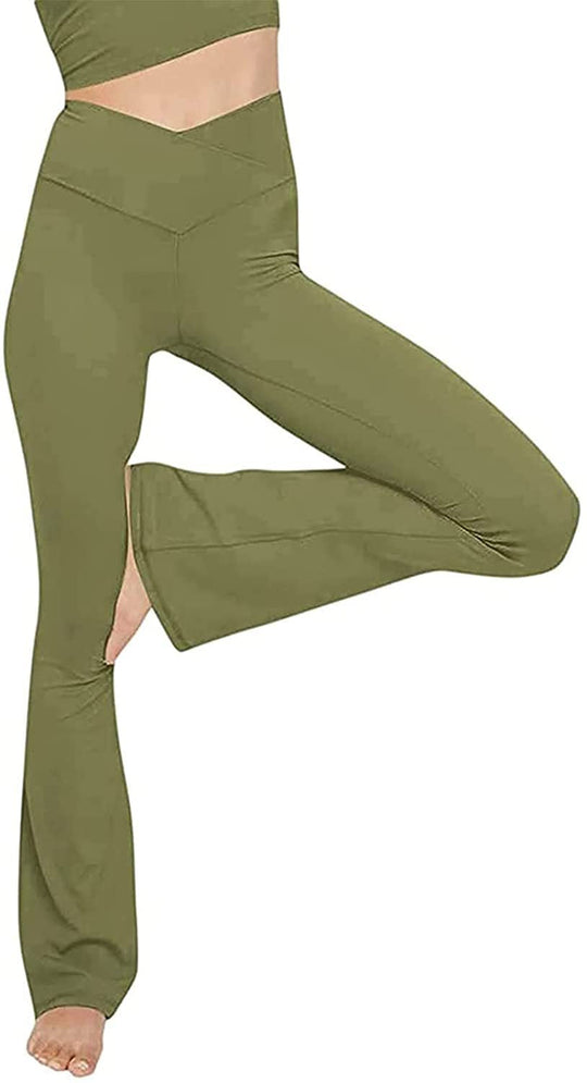 Damen Bootcut Yoga-Hose aus elastischem Material mit hohem Bund Shopnory