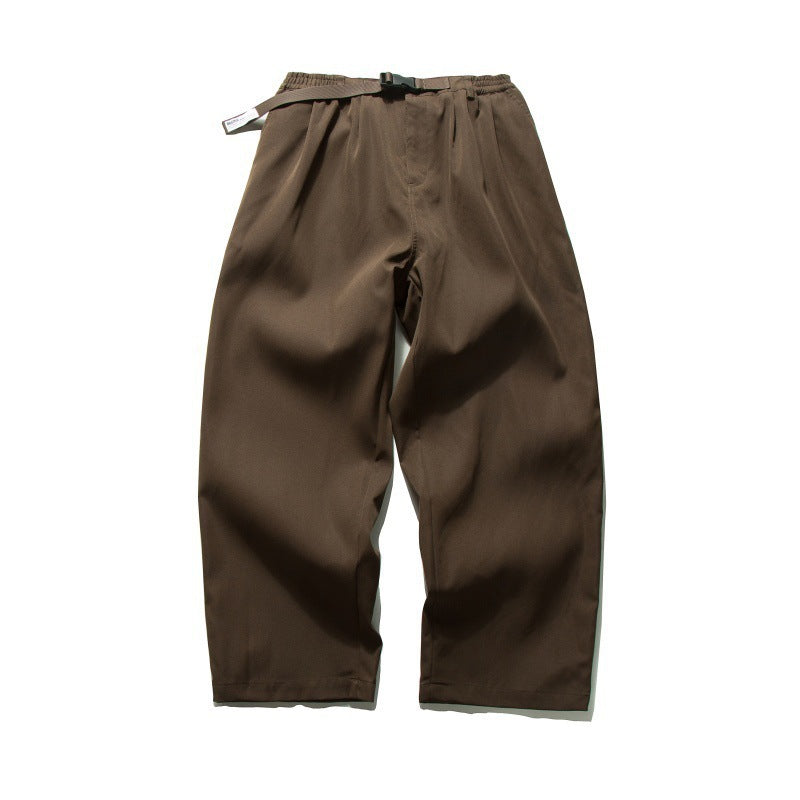 Herren Weite Relaxed-Twill-Hose mit elastischem Bund, D-Ring-Gürtel und Bundfalten Shop Nory