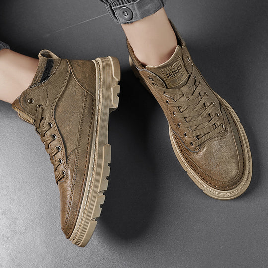 Herren lederoptik High-Top City-Boot Sneaker mit gestricktem Schaftkragen und stoßdämpfender Profilsohle Shop Nory