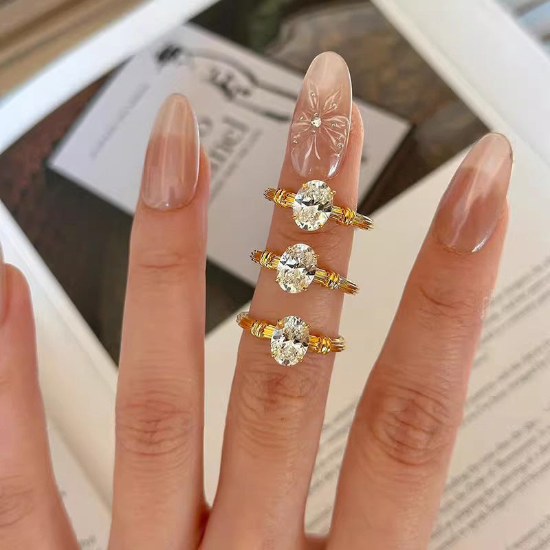 Damen eleganter Ring mit ovalem Zirkon-Shop Nory