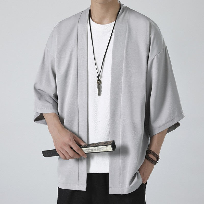 Herren kimonoartige Kurzjacke im Oversize-Stil mit offenem Schnitt und weichem Fall Shop Nory