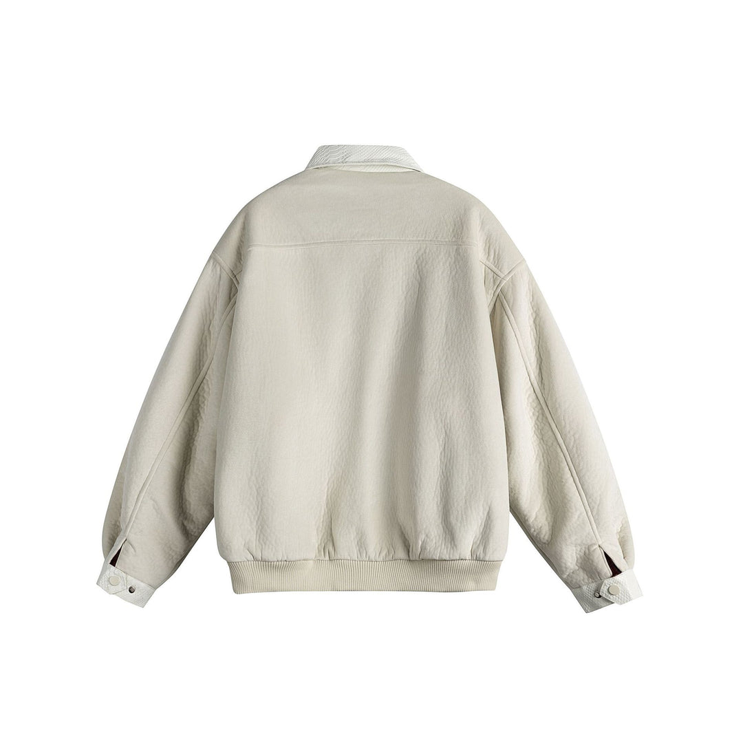 Unisex Oversize Blousonjacke aus Velours‑Suede mit Reptilprägung‑Besatz und wärmender Teddyungfutter Shop Nory