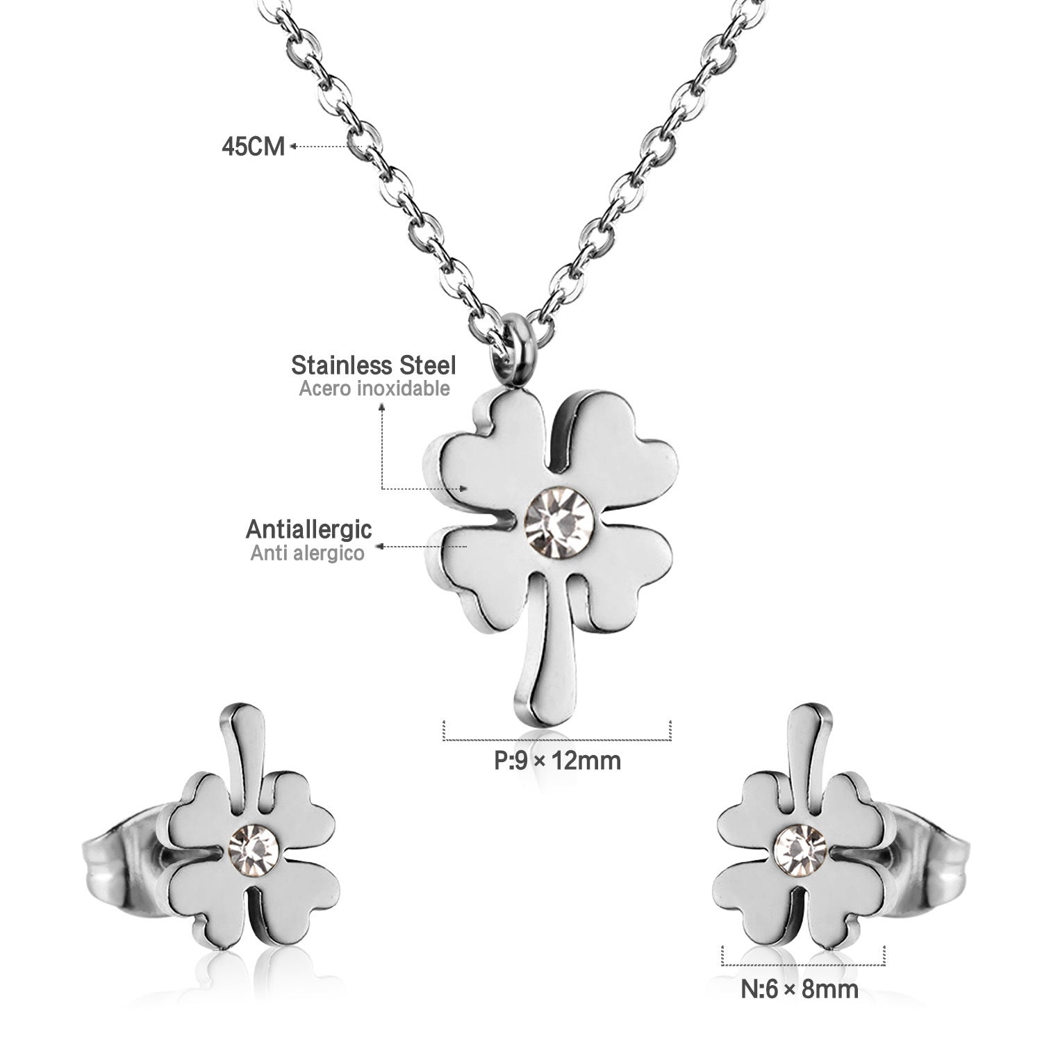Damen Schmuckset mit herzförmigen Anhängern aus goldplattiertem Edelstahl Shop Nory