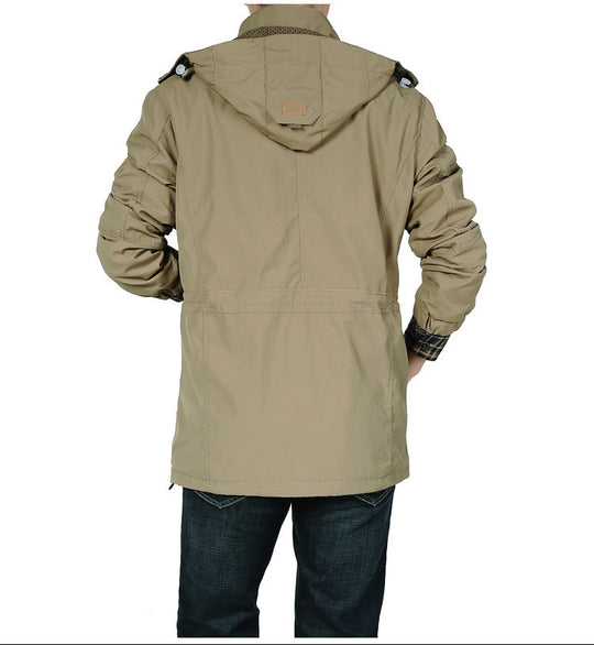 Herren leichter Utility-Fieldparka mit Kapuze, Multifachtaschen und taillierbarem Kordzug Shop Nory