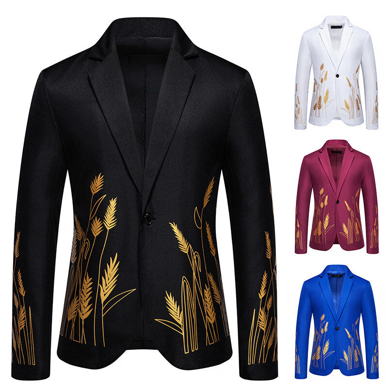 Herren eleganter Blazer mit floralen Stickereien