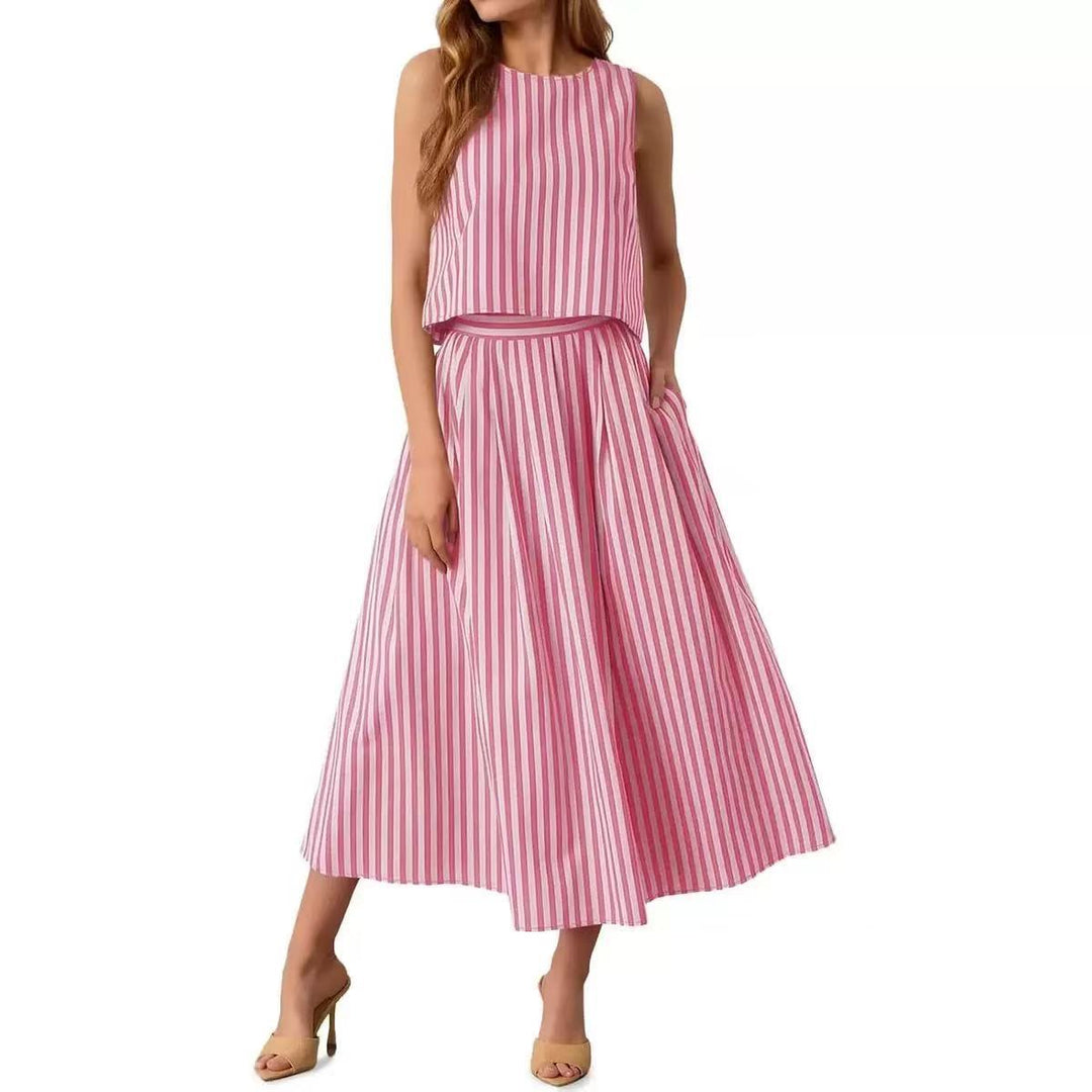 Damen Ärmelloses Midikleid mit hohem Taillenbund und ausgestelltem Faltenrock Shop Nory