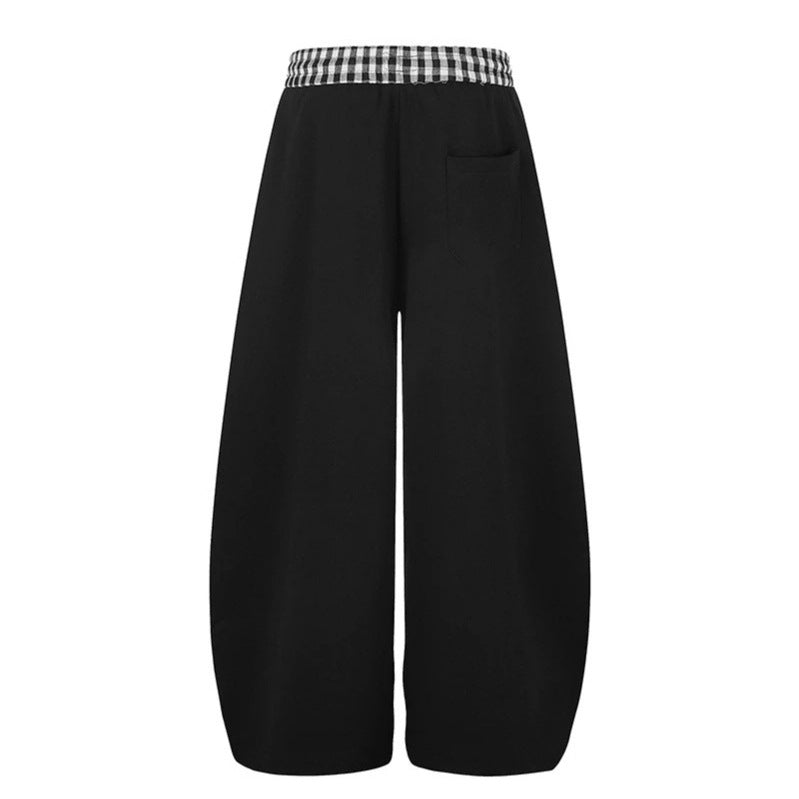 Damen Extraweite Palazzo-Sweathose mit Karo-Komfortbund, Tunnelzug und Skelett-Print Shop Nory