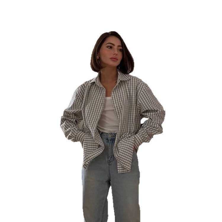 Damen Kariertes Oversize-Hemd mit verlängertem Saum Shop Nory