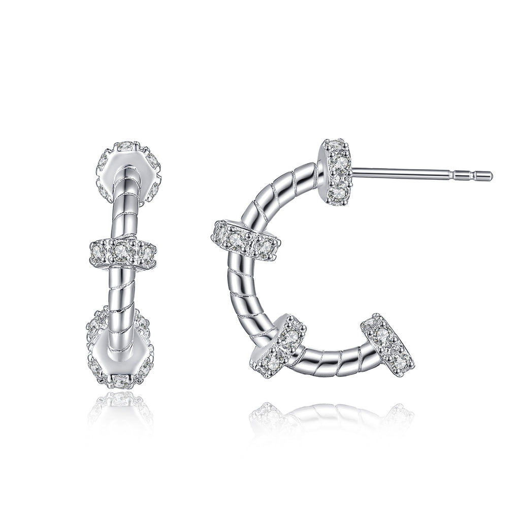 Damen Ohrstecker mit geschwungenem Design und funkelndem Zirkonia-Besatz Shop Nory