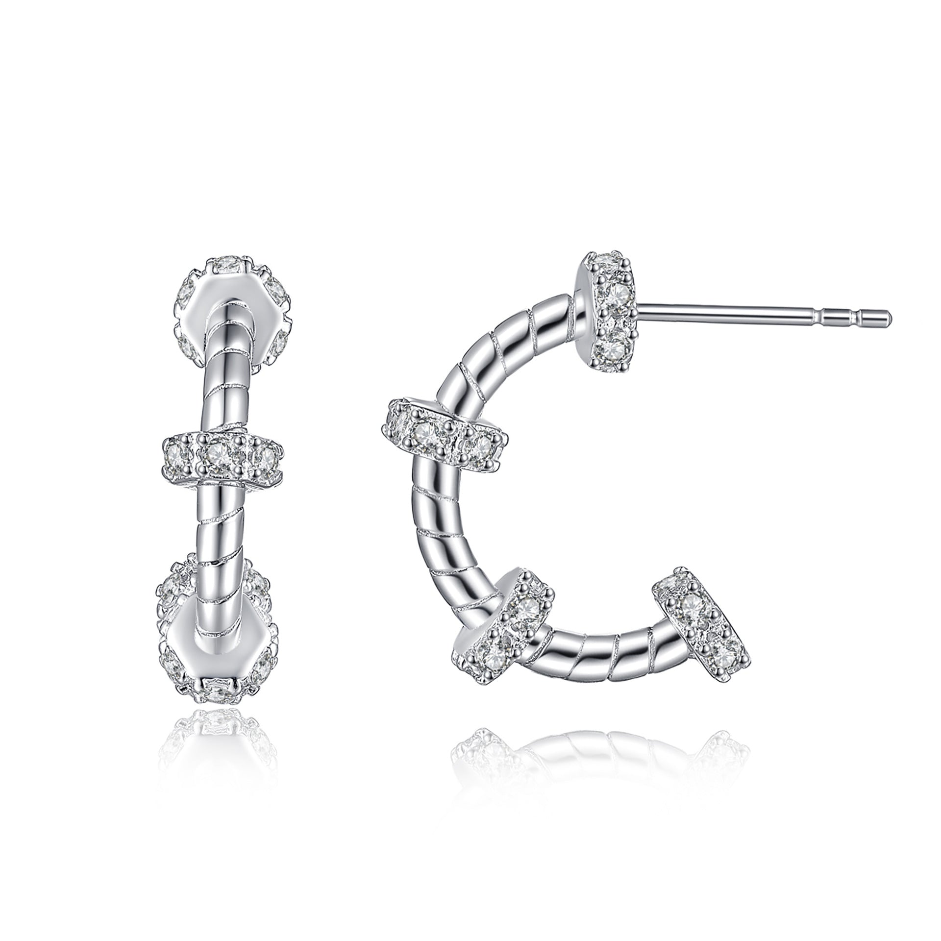 Damen Ohrstecker mit geschwungenem Design und funkelndem Zirkonia-Besatz Shop Nory