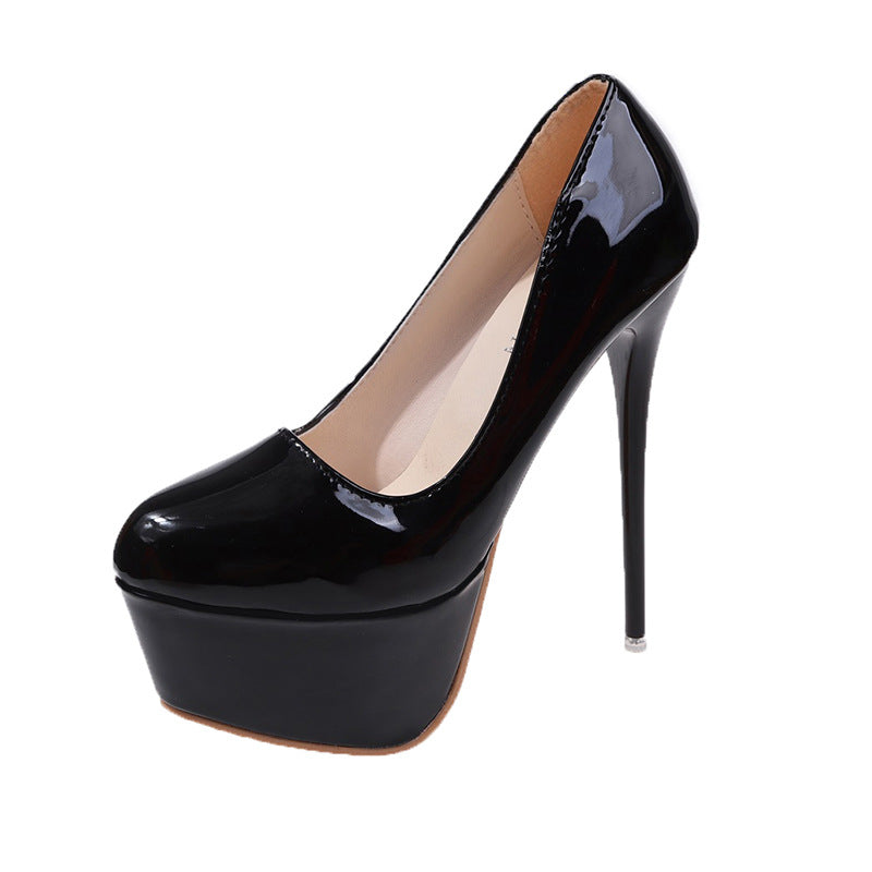 Damen Plateau-Pumps mit glänzendem Obermaterial und hohem Stiletto-Absatz