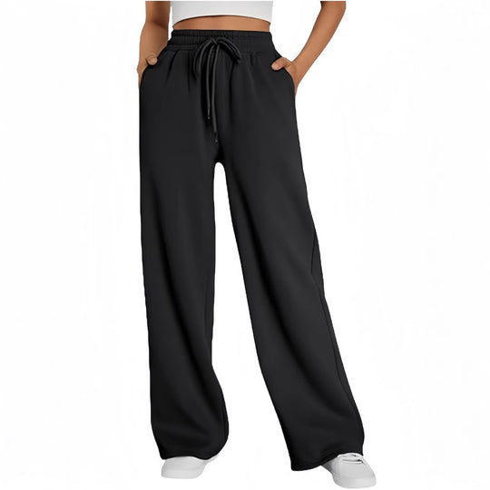 Damen nan Palazzo-Loungehose mit hoher Taille, elastischem Bund, Kordelzug und tiefen Seitentaschen Shop Nory