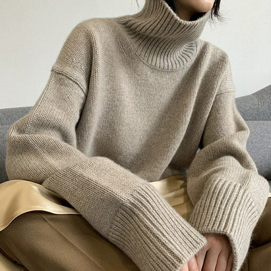 Damen Gemütlicher Strickpullover mit hohem Kragen Shop Nory
