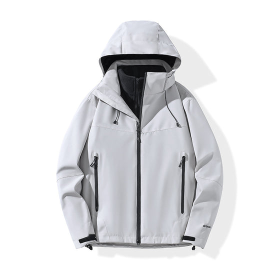 Herren Softshell-Hybridjacke mit Kapuze, getapten Reißverschlüssen und verstellbarem Saum Shop Nory