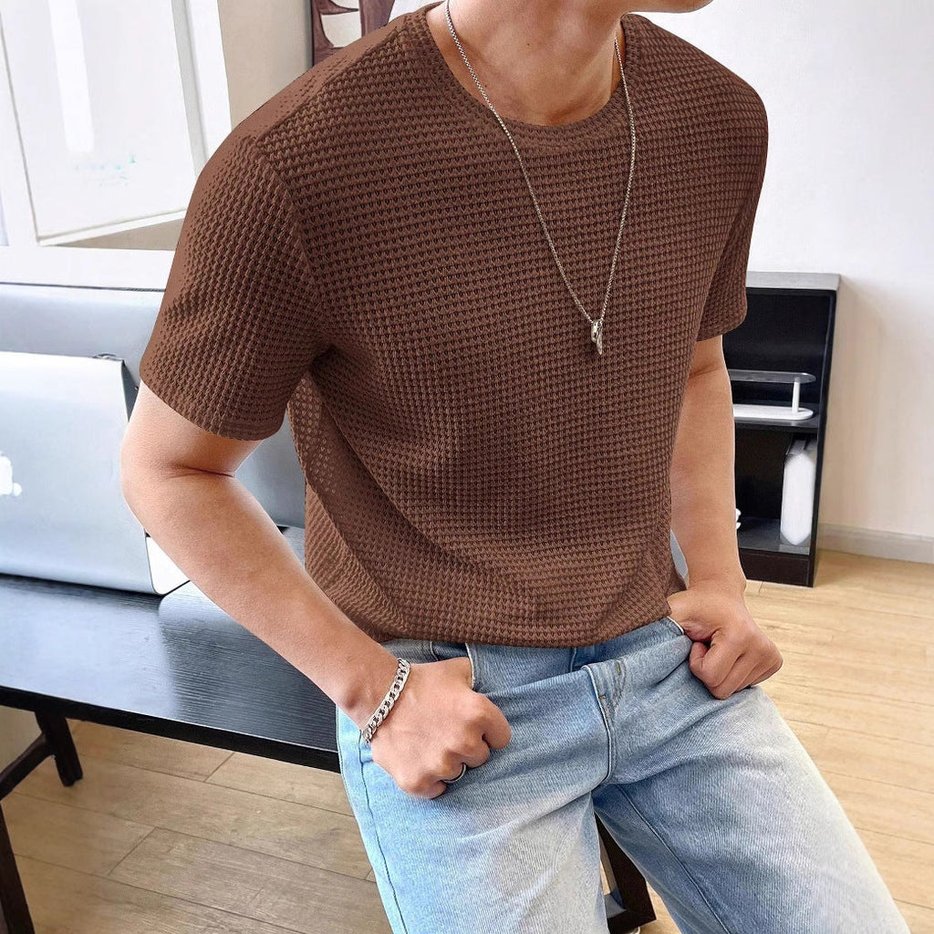 Herren lässiges Struktur-T-Shirt aus atmungsaktivem Material