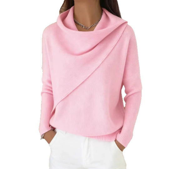 Damen Asymmetrischer Grobstrick-Pullover mit Schalkragen Shop Nory