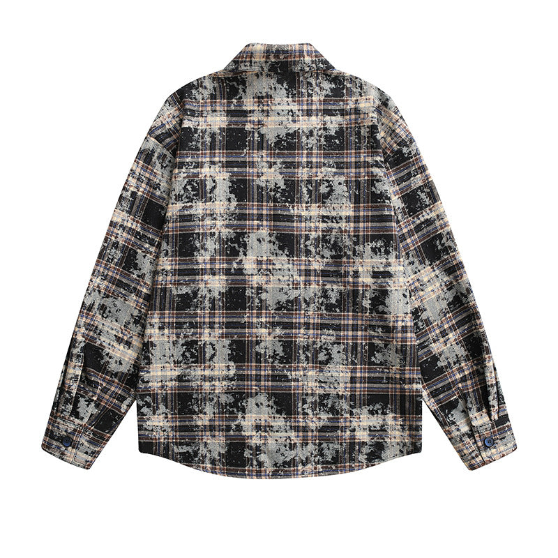 Damen Oversized Karo‑Hemdjacke mit Used‑Effekt und Brusttaschen Shop Nory