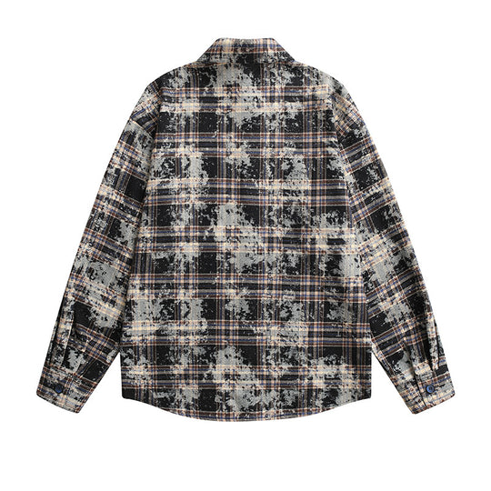 Damen Oversized Karo‑Hemdjacke mit Used‑Effekt und Brusttaschen Shop Nory