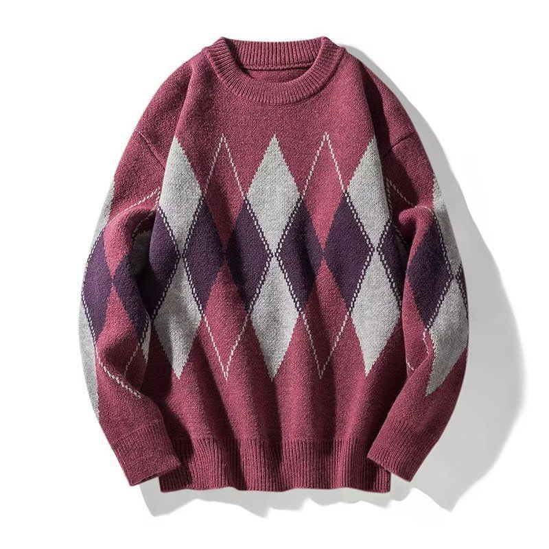 Damen Modischer Grobstrickpullover mit Rautenmuster Shop Nory