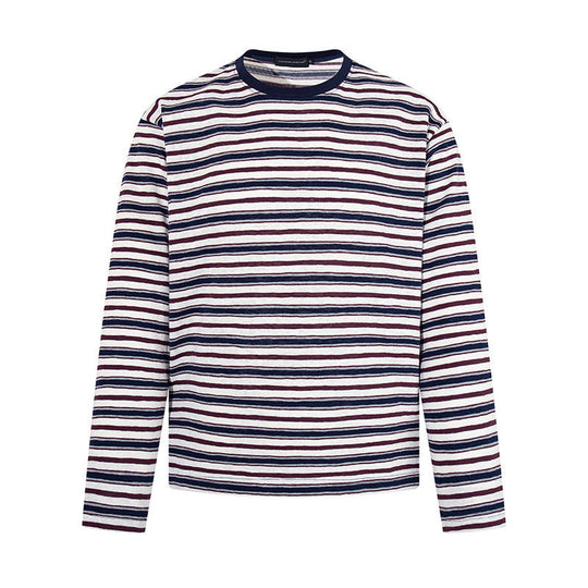 Herren Gestreiftes Langarmshirt aus Baumwollmischung mit Rundhalsausschnitt und feiner Struktur Shop Nory