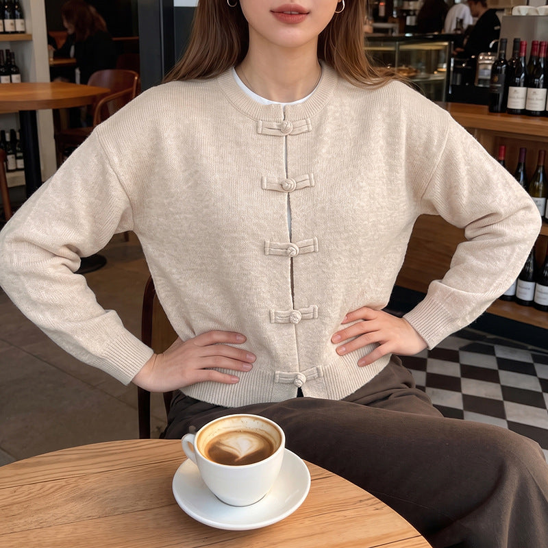 Damen Feinstrick-Cardigan mit dekorativem Knotenverschluss und legerer Raglan-Silhouette Shop Nory