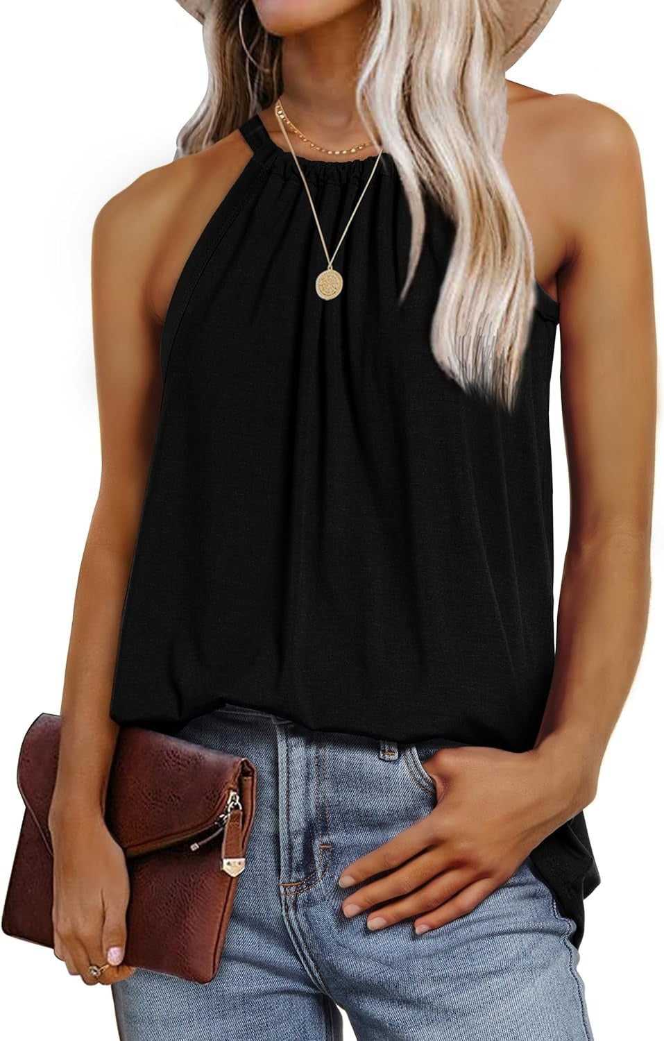 Damen Elegantes Trägershirt mit raffinierten Falten