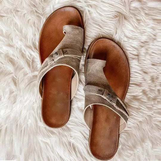 Damen komfortable Zehentrenner-Sandalen mit modischem Riemchen-Design