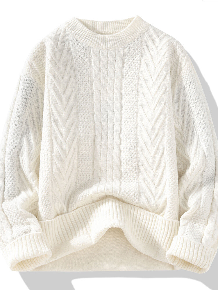 Herren Grobstrickpullover mit Zopfmuster und lässigem Schnitt