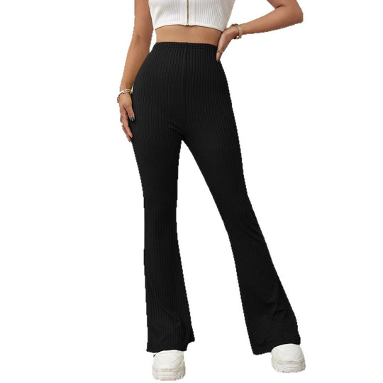 Damen hochtaillierte gerippte Schlaghose aus stretch‑Jersey Shop Nory