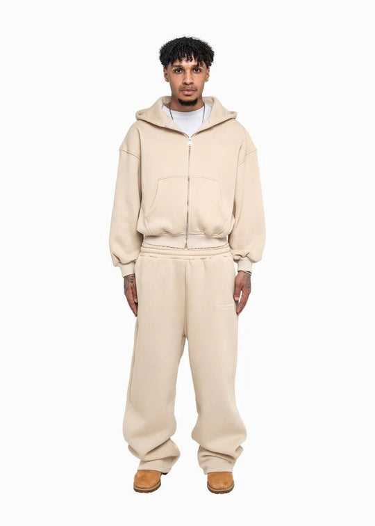 Herren nan lässiges Reißverschluss-Hoodie- und Palazzohose-Set mit dropped-shoulder Silhouette Shop Nory