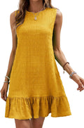 Damen ärmelloses Sommerkleid mit Rüschensaum und strukturierter Oberfläche