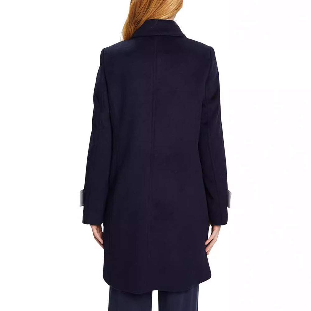 Damen Midilanger Doppelreihiger Marineinspirierter Wollmix-Peacoat mit Pattentaschen Shop Nory