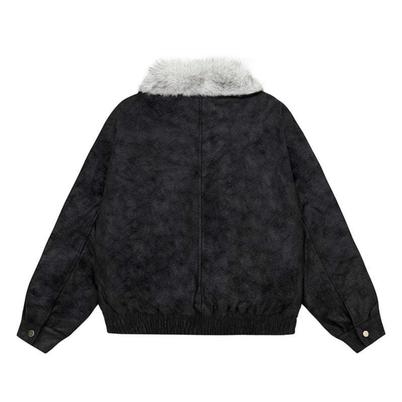 Damen Oversize-Bomberjacke mit Kunstfellkragen und elastischem Saum Shop Nory